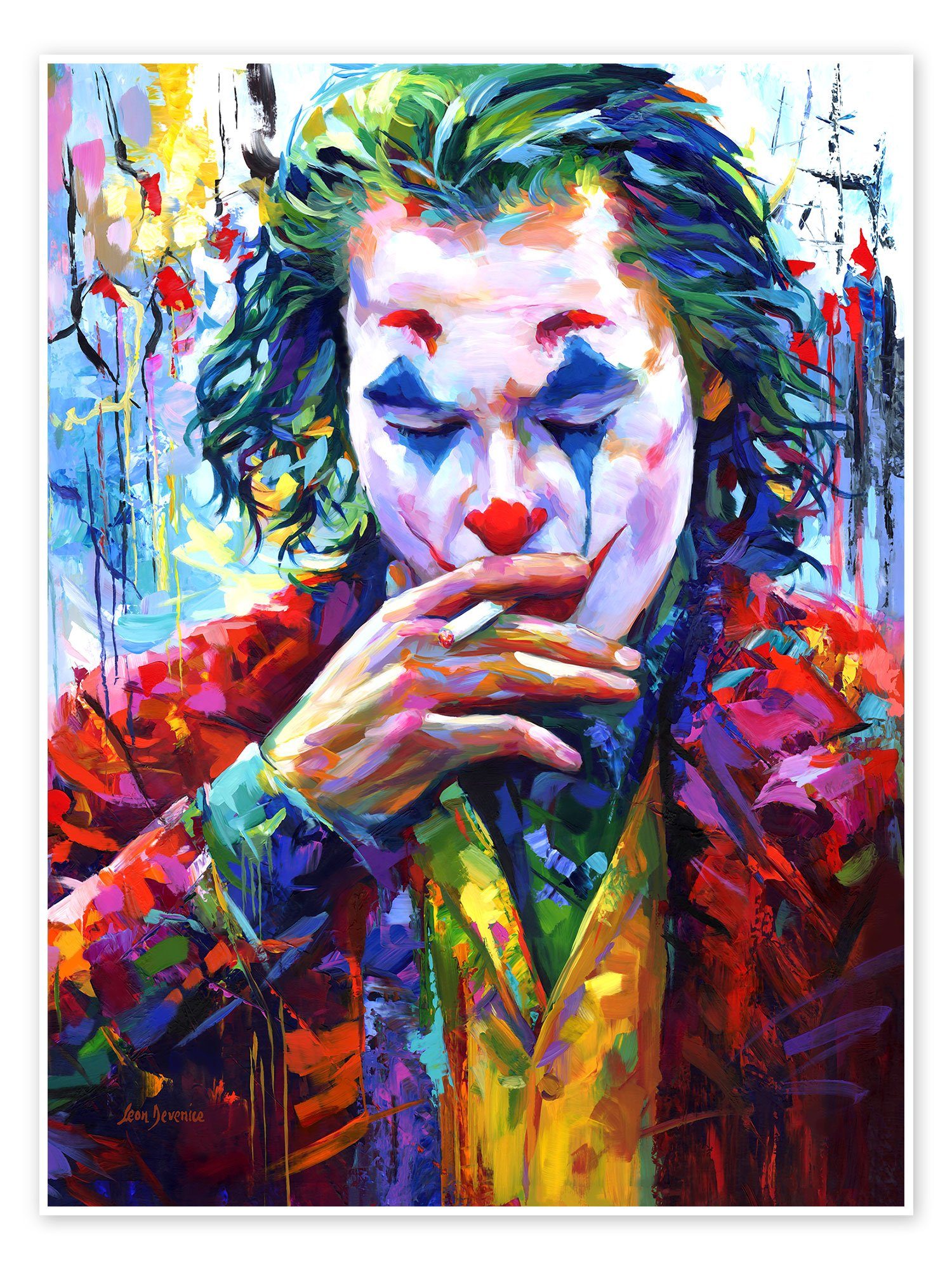 Posterlounge Poster Leon Devenice, Smoking Joker Pop Art, Modern Malerei