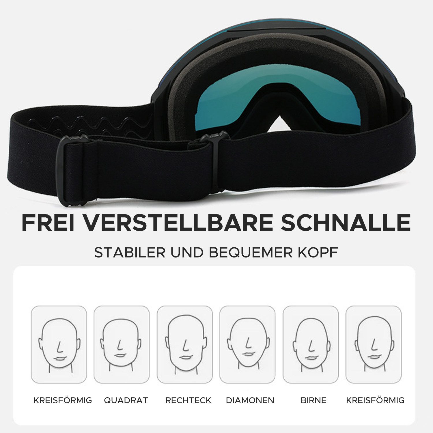 Refttenw Skibrille Unisex Skibrille UV-Schutz Schneebrille mit Anti-Fog-Beschichtung, Doppelscheibe Skibrille für brillenträger