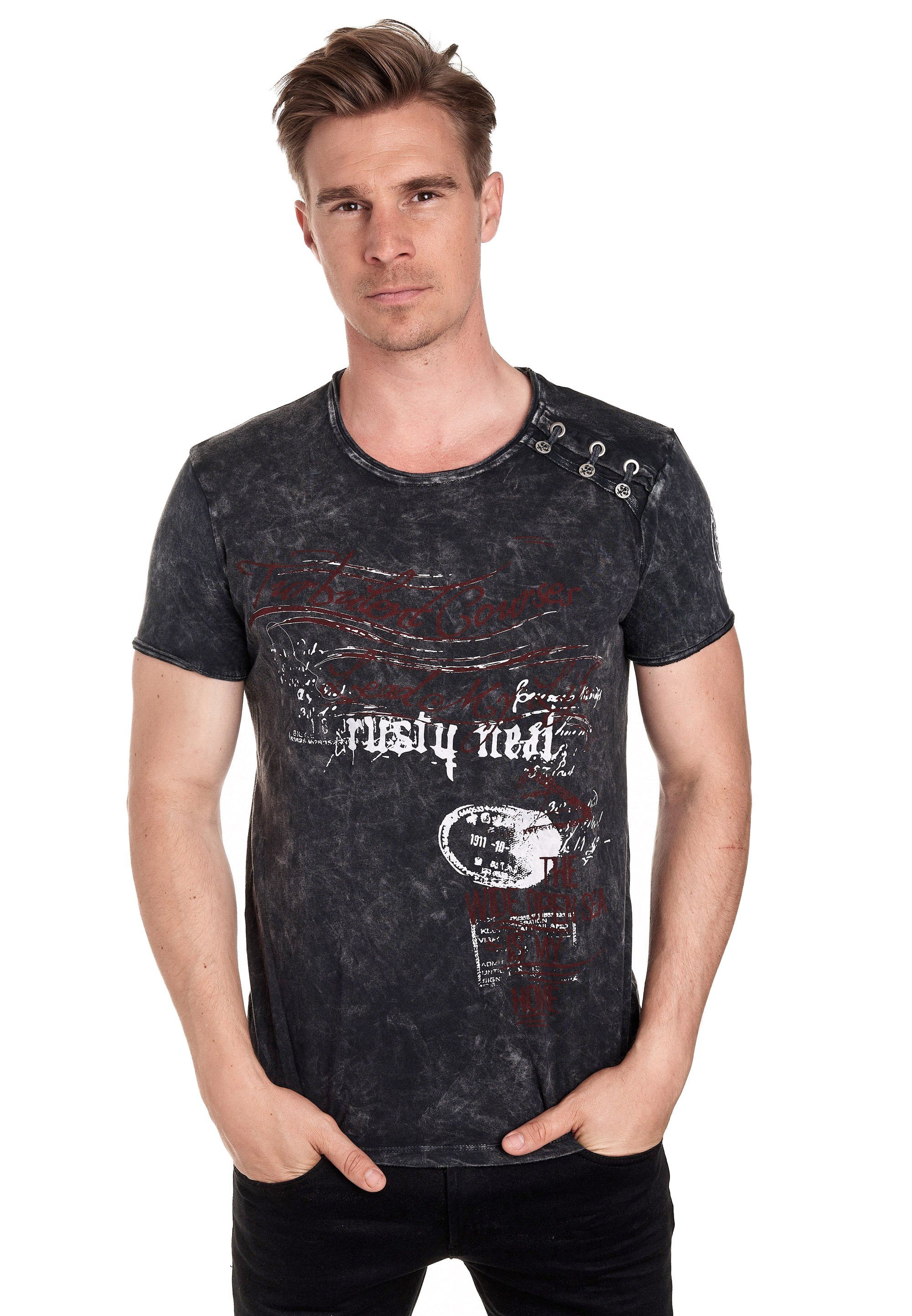 Rusty Neal T-Shirt in tollem Vintage-Look anthrazit