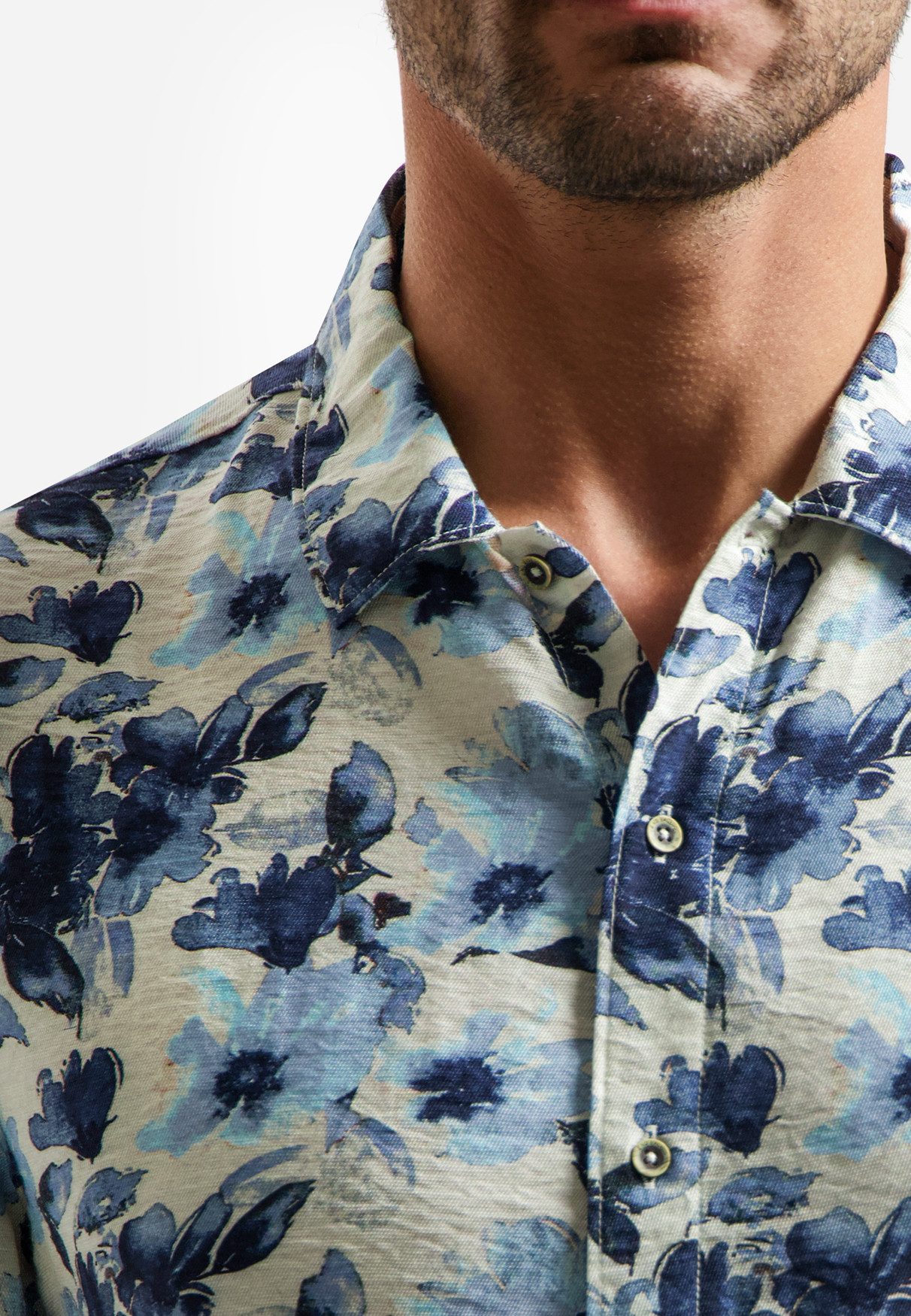 NO EXCESS Kurzarmhemd Shirt Short Sleeve Stretch Allover - Kurzarmhemd - Hemd Herren - Somme