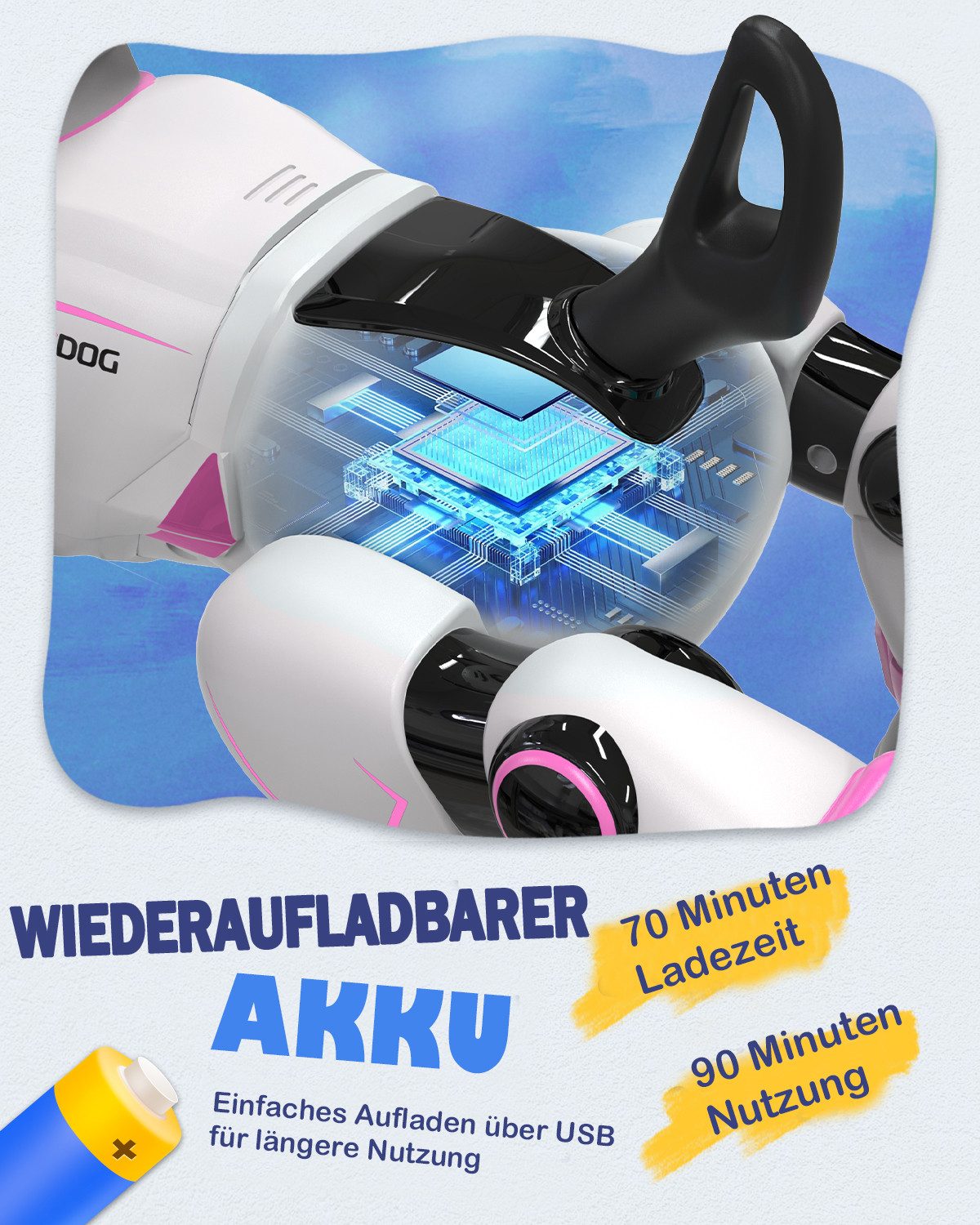 ANYSUN RC-Roboter Roboter Hund Kinder Puzzle Spielzeug Festival Geschenk (Programmierbarer Roboterhund mit Sprachbefehle,Fernbedienung, Berührungssensor), Roboterhund Spielzeug ab 3 Jahre mit Wiederaufladbarer Batterie