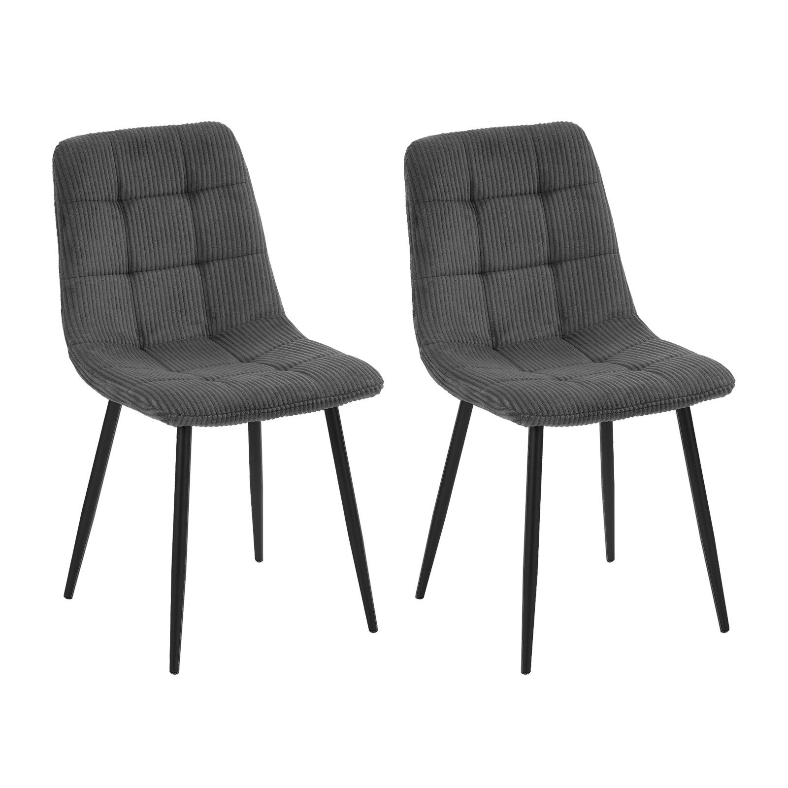 HTI-Living Esszimmerstuhl Esszimmerstuhl Mesa Cordstoff Grau (Set, 2 St), Polsterstuhl mit schwarzen Metallbeinen