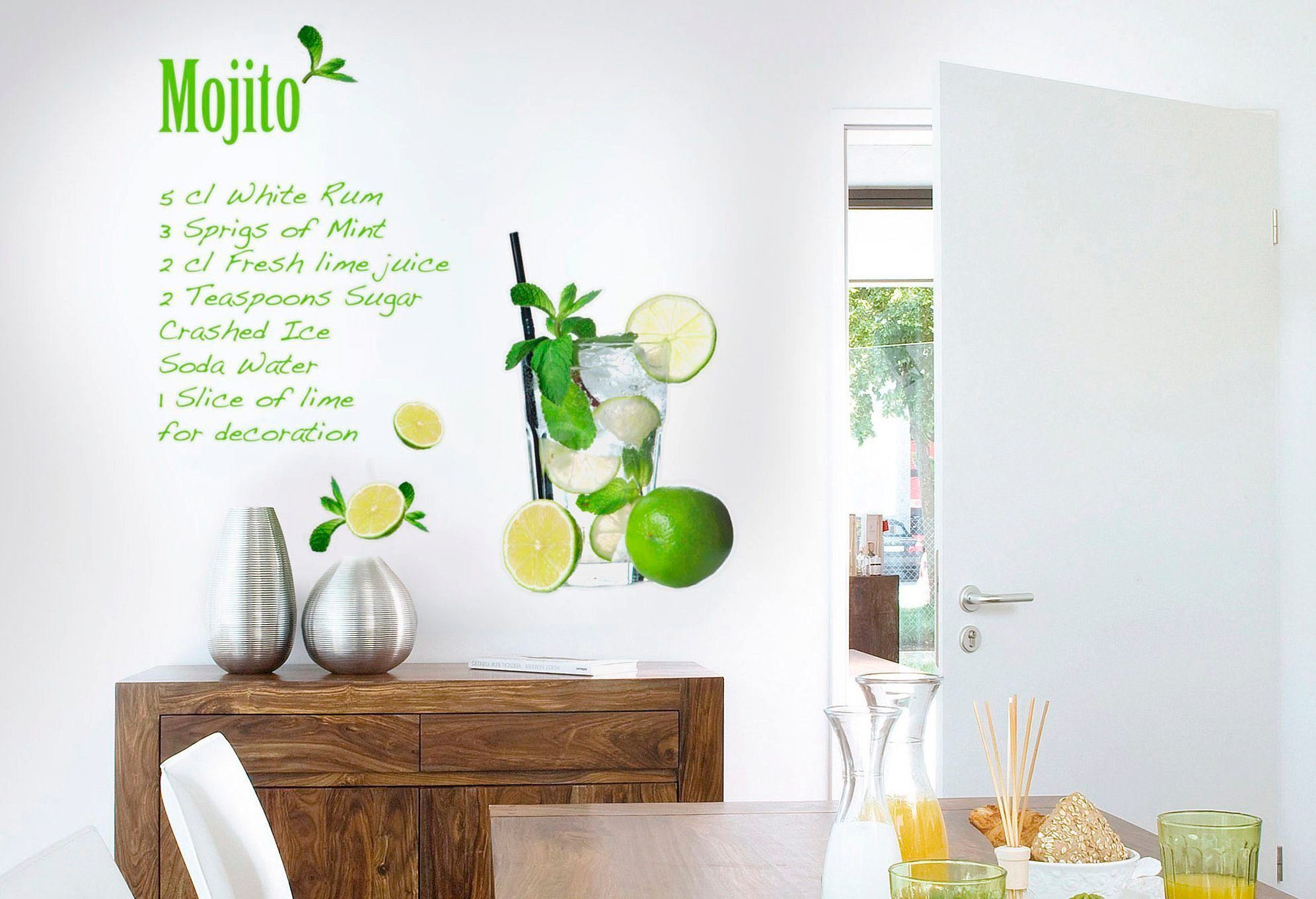Komar Wandtattoo Mojito - Größe 100 x 70 cm, selbstklebend, Wandsticker