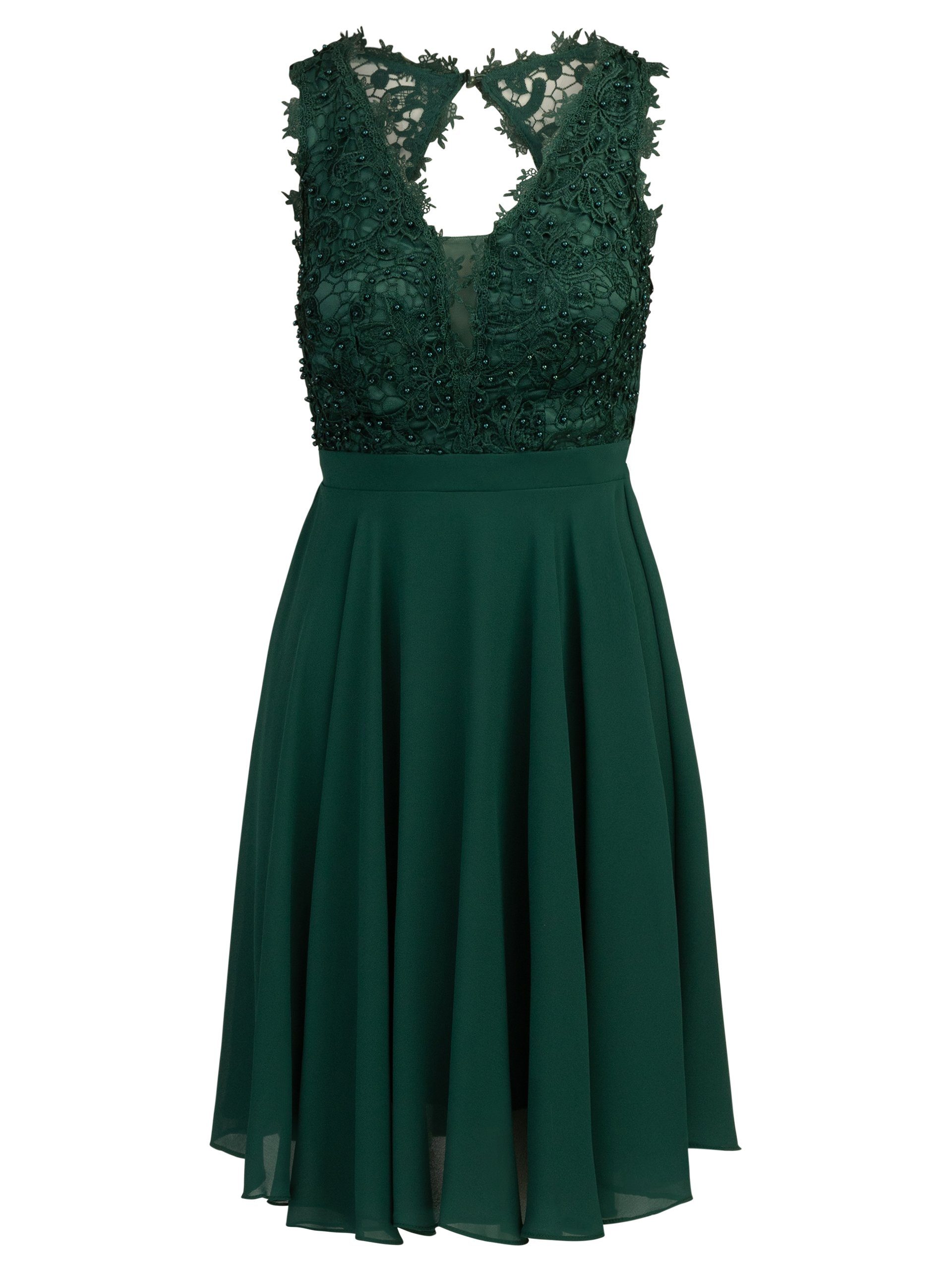 Kraimod weitem Rockpart zartem Chiffon emerald Cocktailkleid aus mit