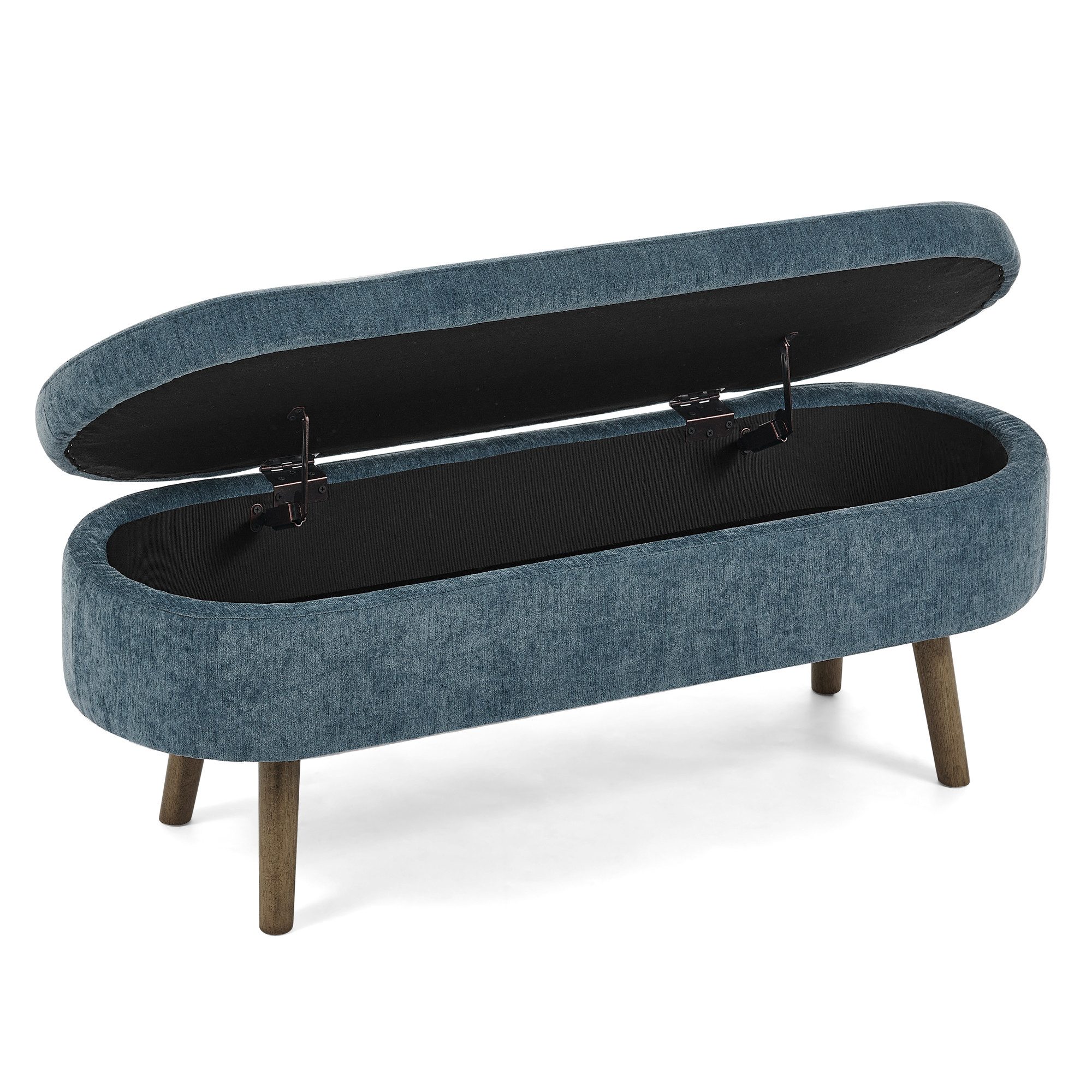 REDOM Polsterbank Inkl. 20L Fach, stabiler Holzrahmen (Packung, 1-St., Blaue Polsterbank mit Stauraum 110x40x42 cm, Chenille-Bezug), Ideal als Sitzbank & Aufbewahrung für Schuhe & Accessoires