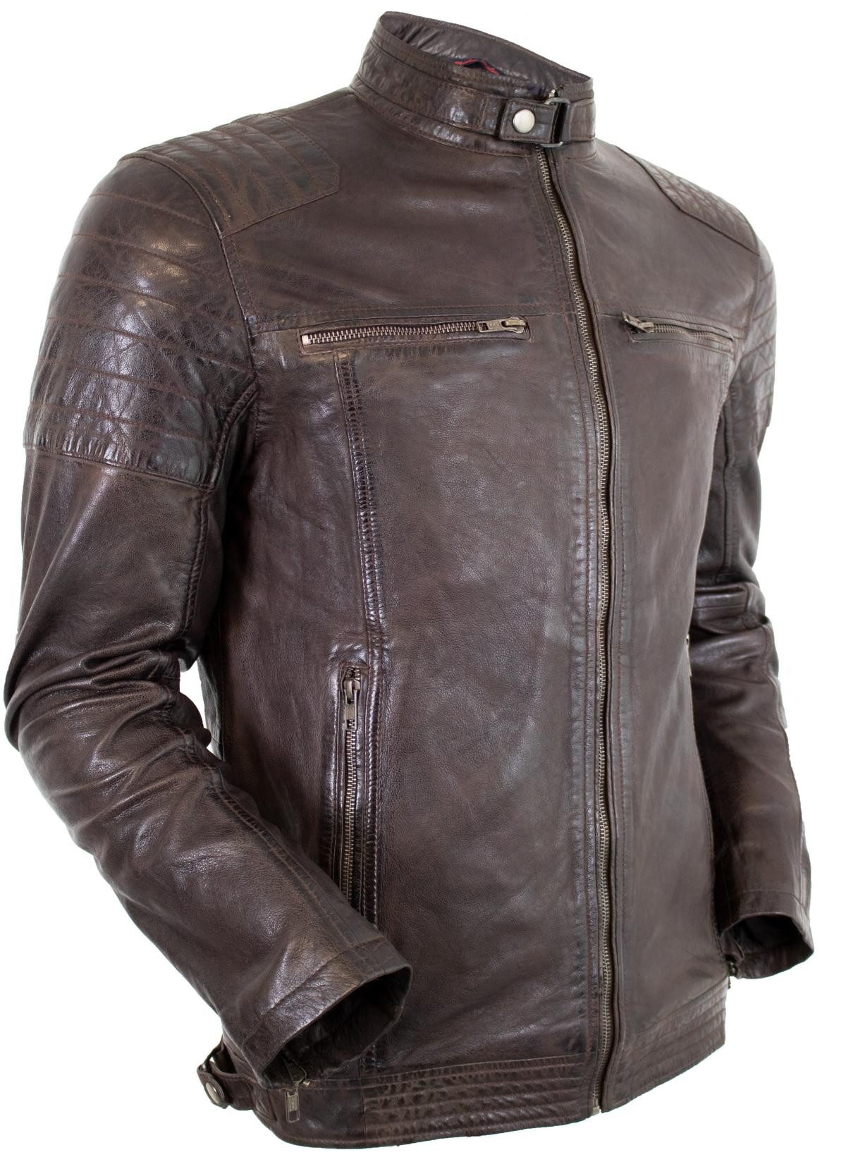 MDM Lederjacke Herren Freizeit Biker Lederjacke günstig online kaufen