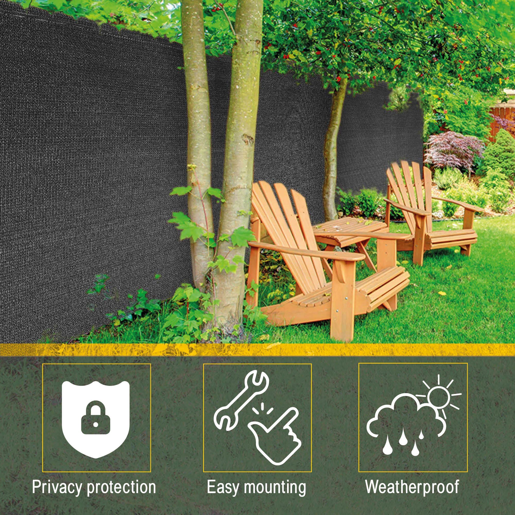 Sol Royal Sichtschutzzaunmatten Schattennetz 10m x 1m Schattiergewebe 165g/m² SG80, Anthrazit, Blickdichter Sonnenschutz mit UV-Schutz mit Kabelbinder HDPE – Bild 3 von 5