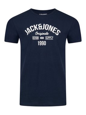 Jack & Jones T-Shirt Herren Logoprintshirt JJLINO Regualar Fit (4-tlg) Kurzarm Tee Shirt mit Rundhalsausschnitt aus 100% Baumwolle