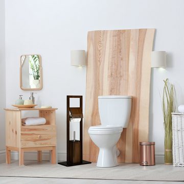 relaxdays Toilettenpapierhalter WC Garnitur Bambus dunkelbraun