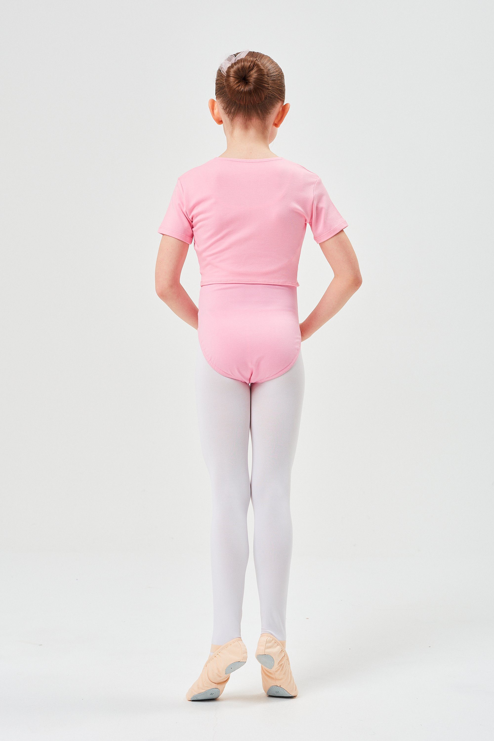 rosa aus Mädchen tanzmuster wunderbar weicher Top Kurzarm Madita Ballett für Crop-Top Baumwolle