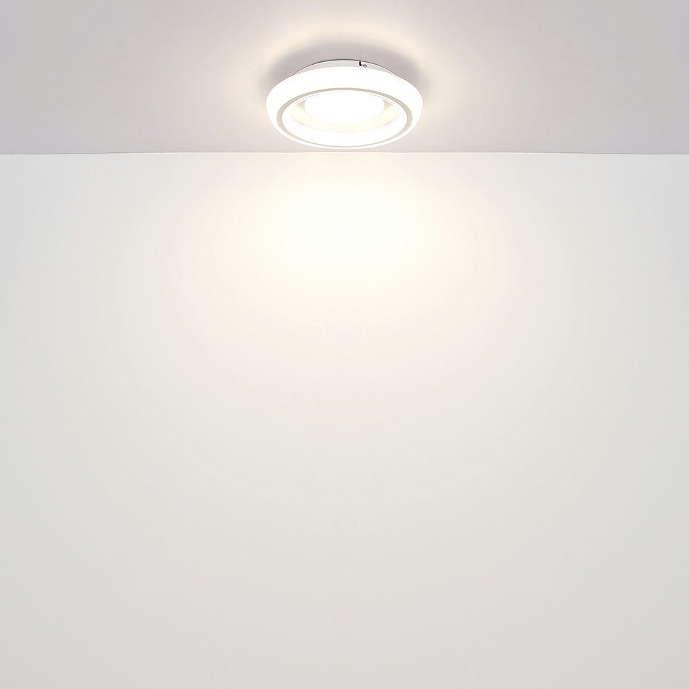 verbaut, Deckenleuchte Globo LED-Leuchtmittel fest rund Deckenleuchte, Kristalllampe CCT LED Warmweiß, Kaltweiß, Tageslichtweiß, weiß Wohnzimmerleuchte Neutralweiß, LED