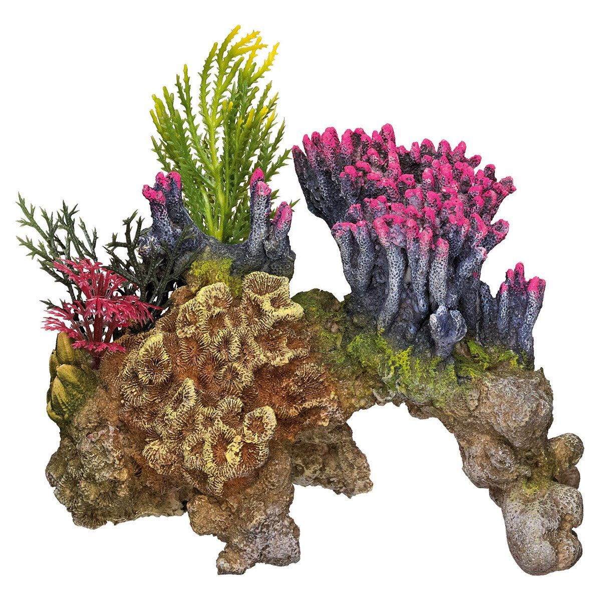 Aquariendeko Aquariendekoration Koralle mit Pflanzen 15,5 x 9 x 10,5 cm