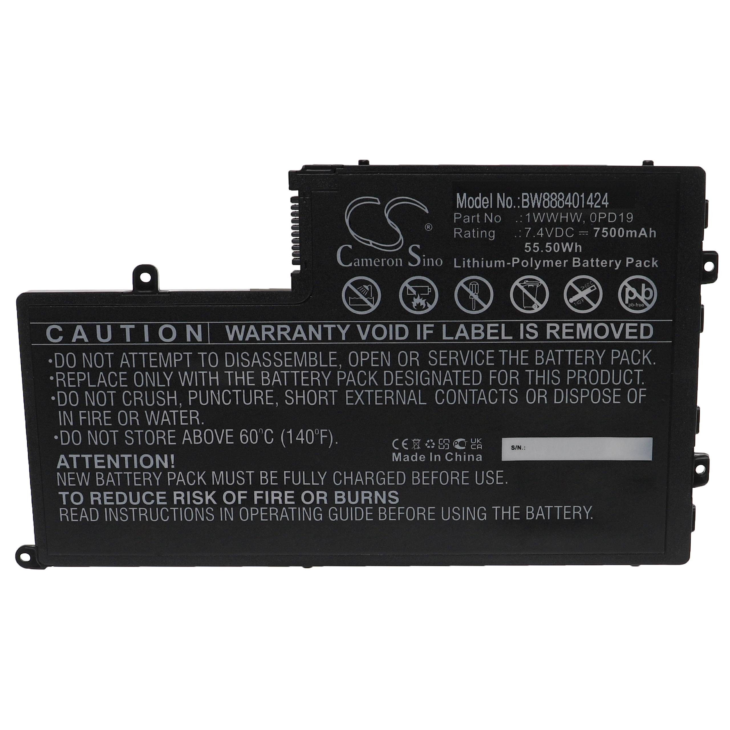 5480D-3328R, Dell 5480D-2628T, Laptop-Akku für 7500 mAh 5480D-2528T, vhbw 14 passend Latitude