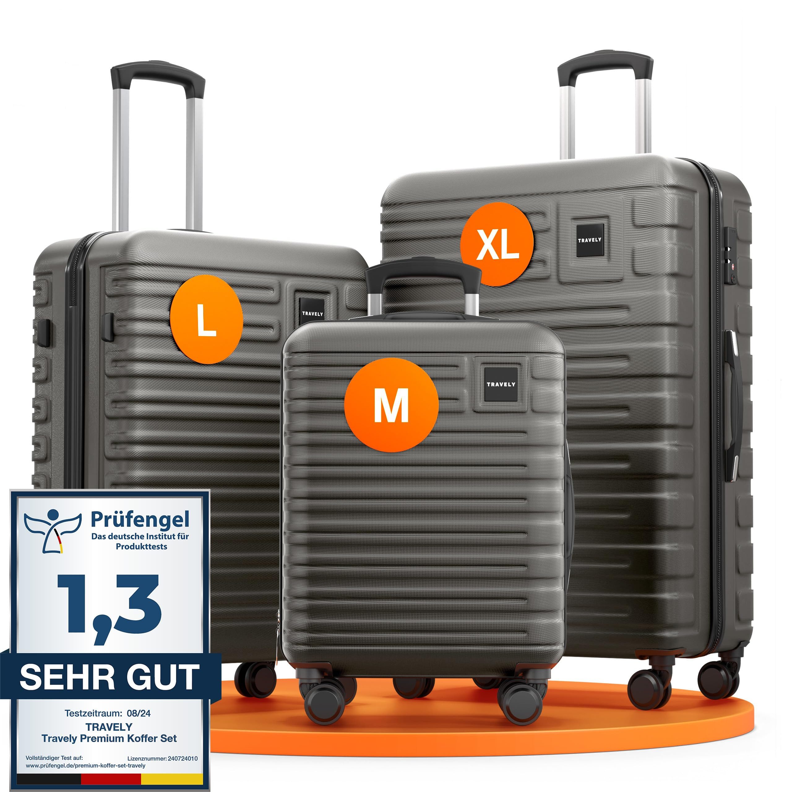 Travely Koffer Polycarbonat Koffer Set - 3 teiliges Kofferset, XL + L + M, günstig online kaufen