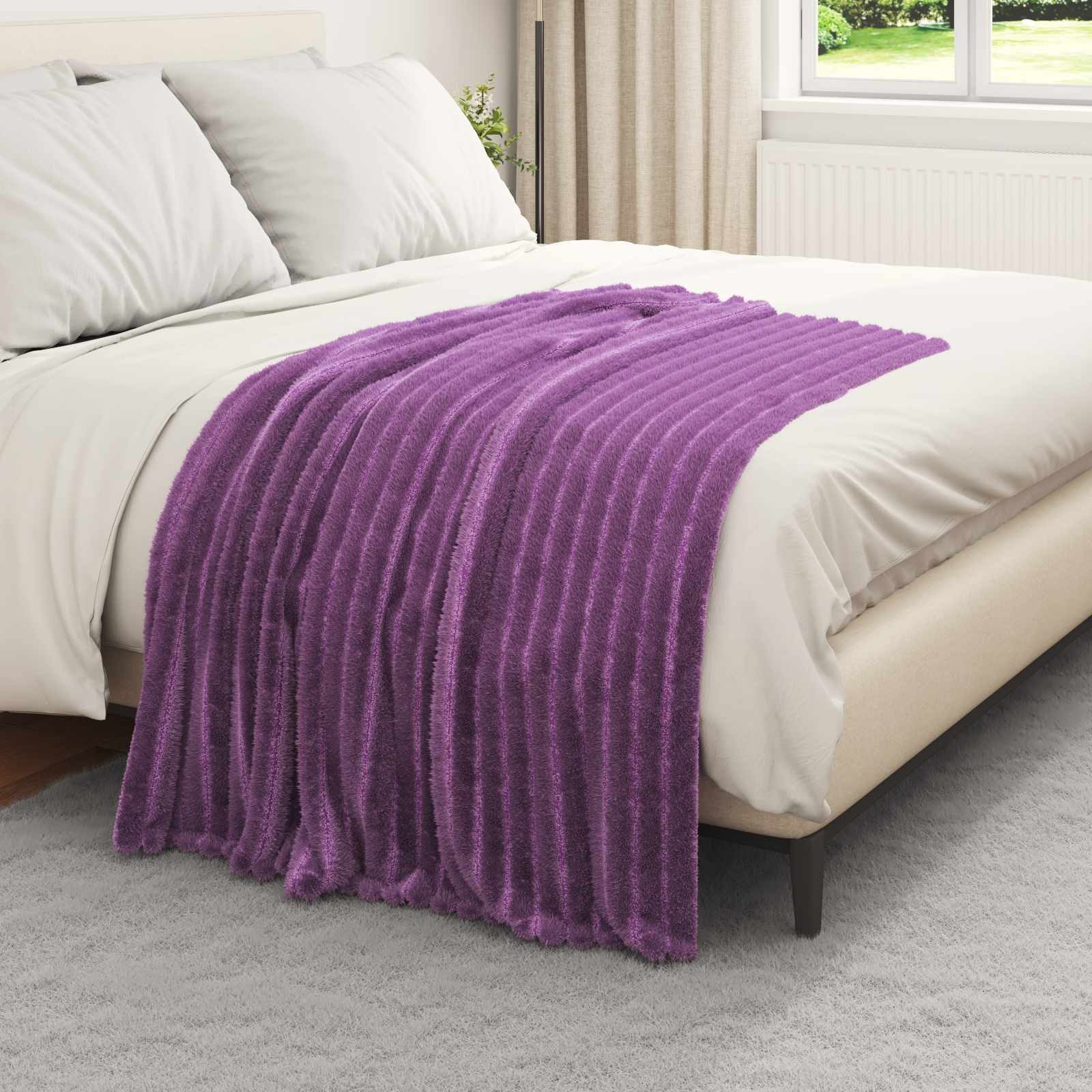 vidaXL Bettüberwurf Überwurfdecke Lila 150 x 130 cm Fleece günstig online kaufen