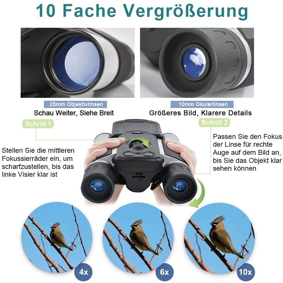 mit Vogelbeobachtung, Fernglas Type-C Type-C Display, Fernglas Silber Fernglas USB Teleskop, zur zur KINSI (HD-Videokamera, Vogelbeobachtung) Nachtsicht-Fernglas