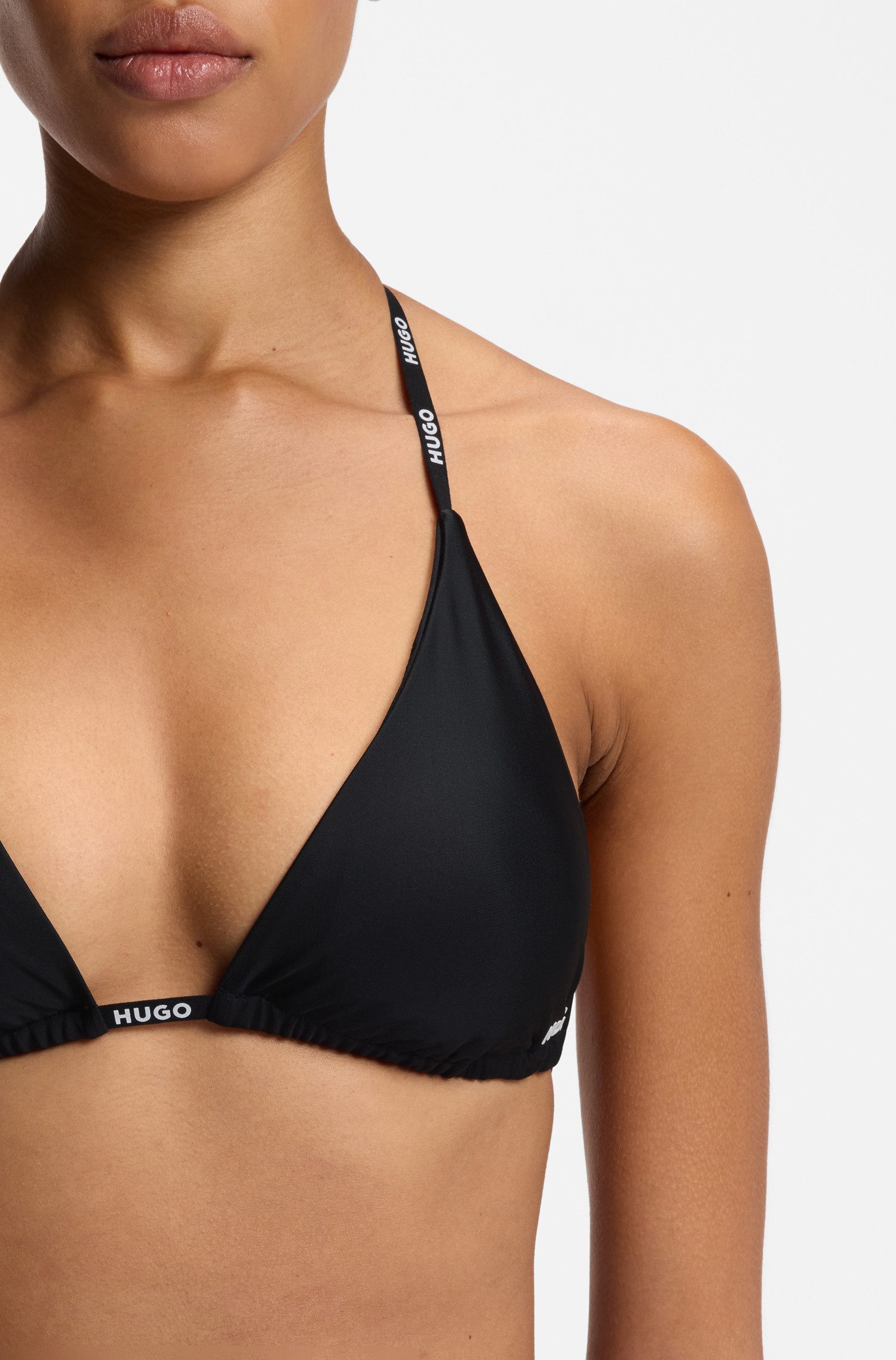 HUGO Triangel-Bikini-Top Pure, mit Logobändern, herausnehmbare Polster