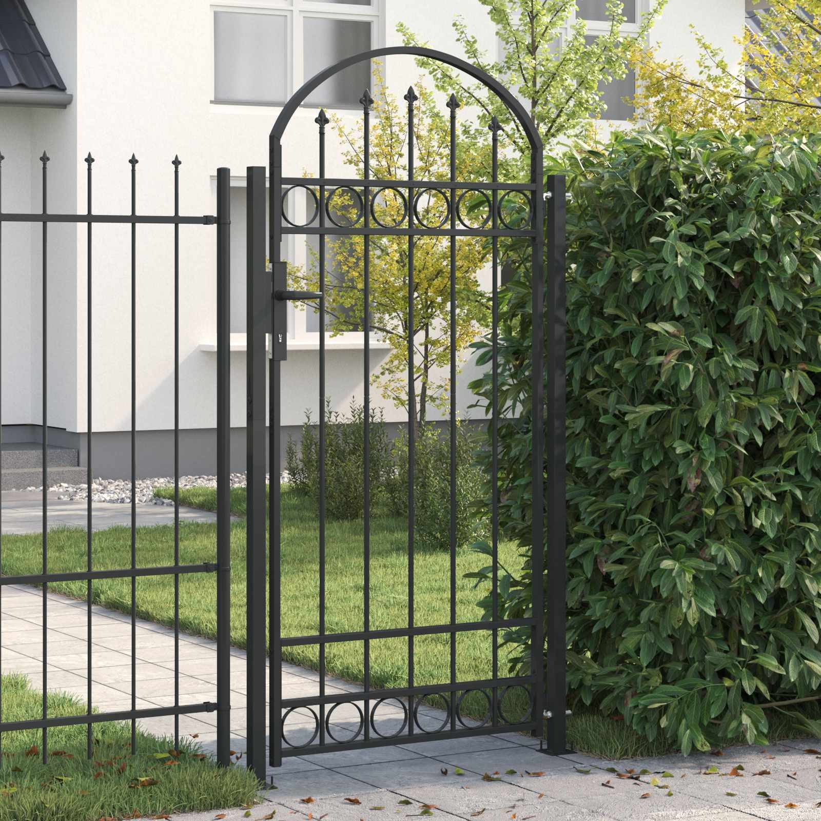 vidaXL Gartentor Zaunpfosten ASSEN 200 x 88 x 14 cm Stahl Grau Abschließbar