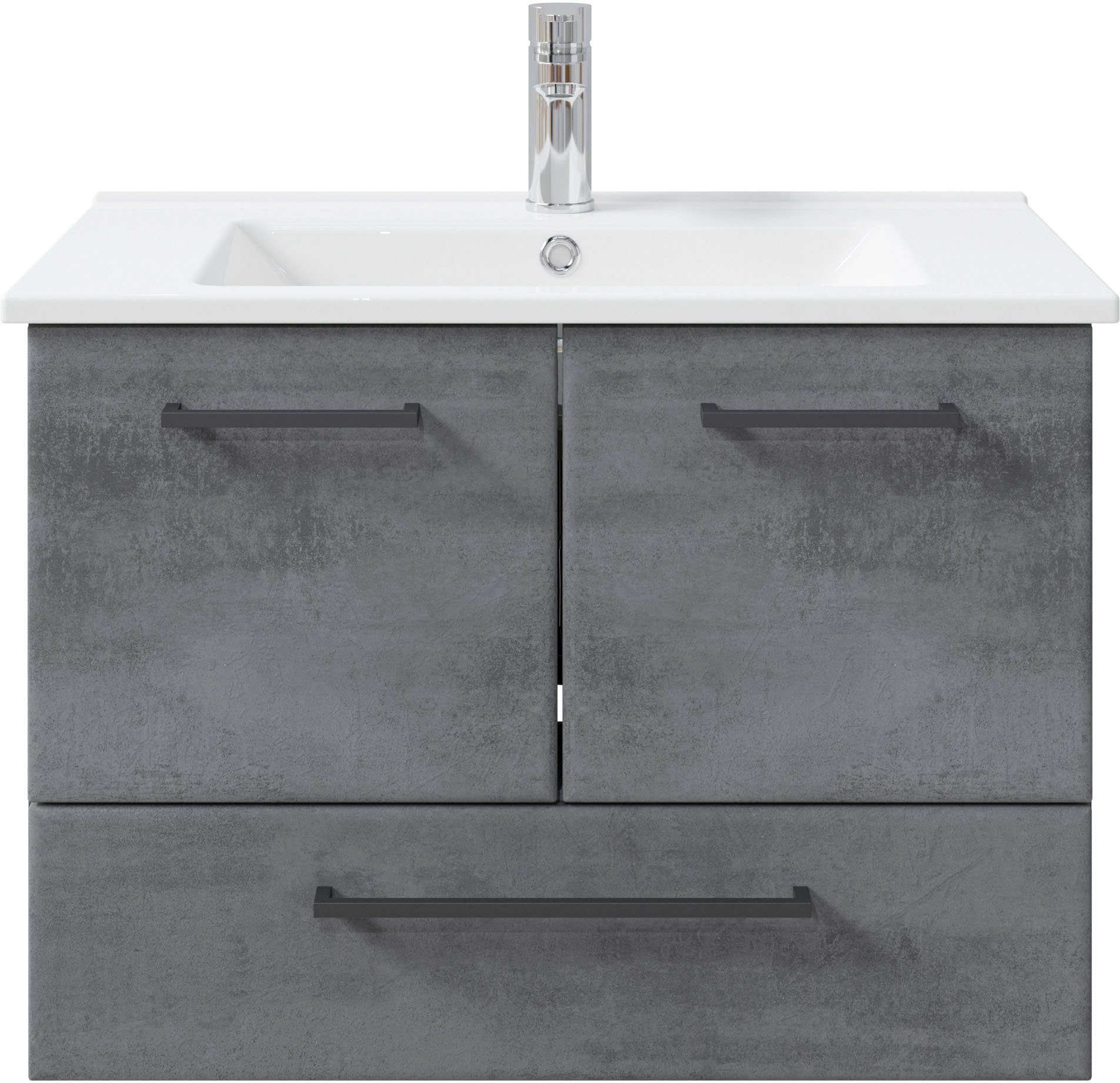 Badmöbel-Set Quickset 945 Keramik-Waschtisch mit Unterschrank, 75 cm breit