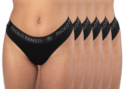 Paolo Renzo Stringtanga Sports-Collection Atmungsaktive & Hautsympatische Damen Tanga (6-St) Sport Tanga aus hochwertiger Baumwolle