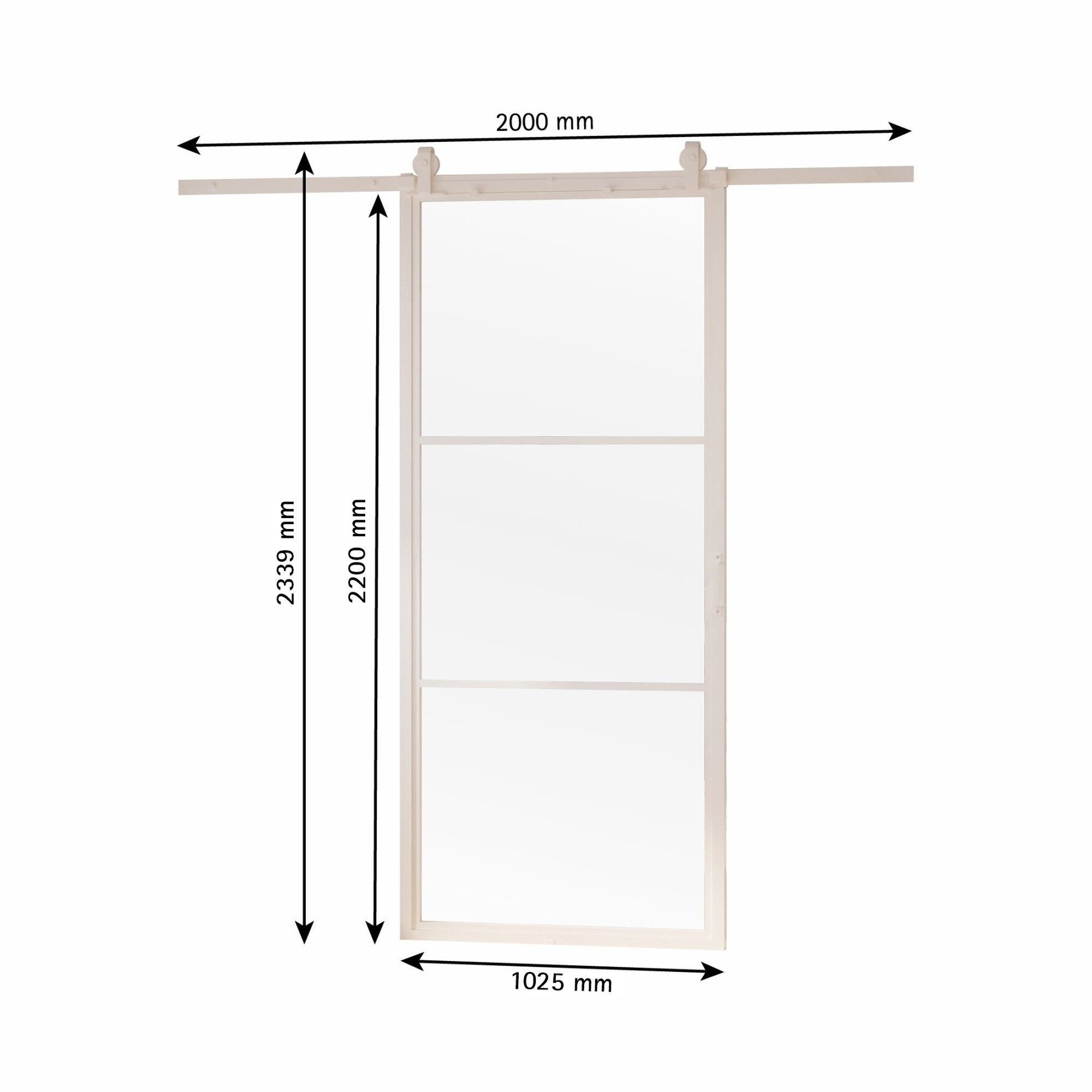 inova wohnen Glasschiebetür Klarglas mit weißem Stahlrahmen (Komplett Set, günstig online kaufen