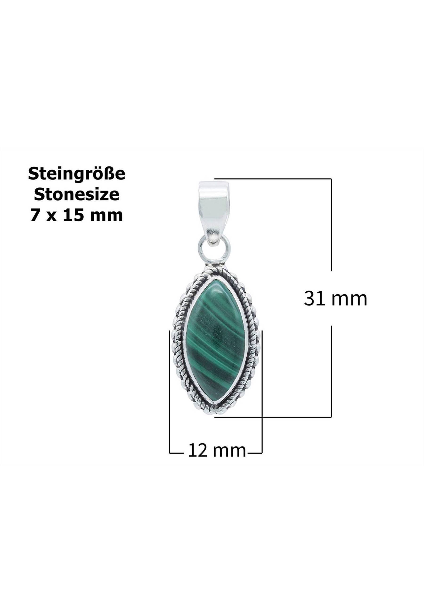 SilbermitMalachit mantraroma 925er Kette Anhänger mit