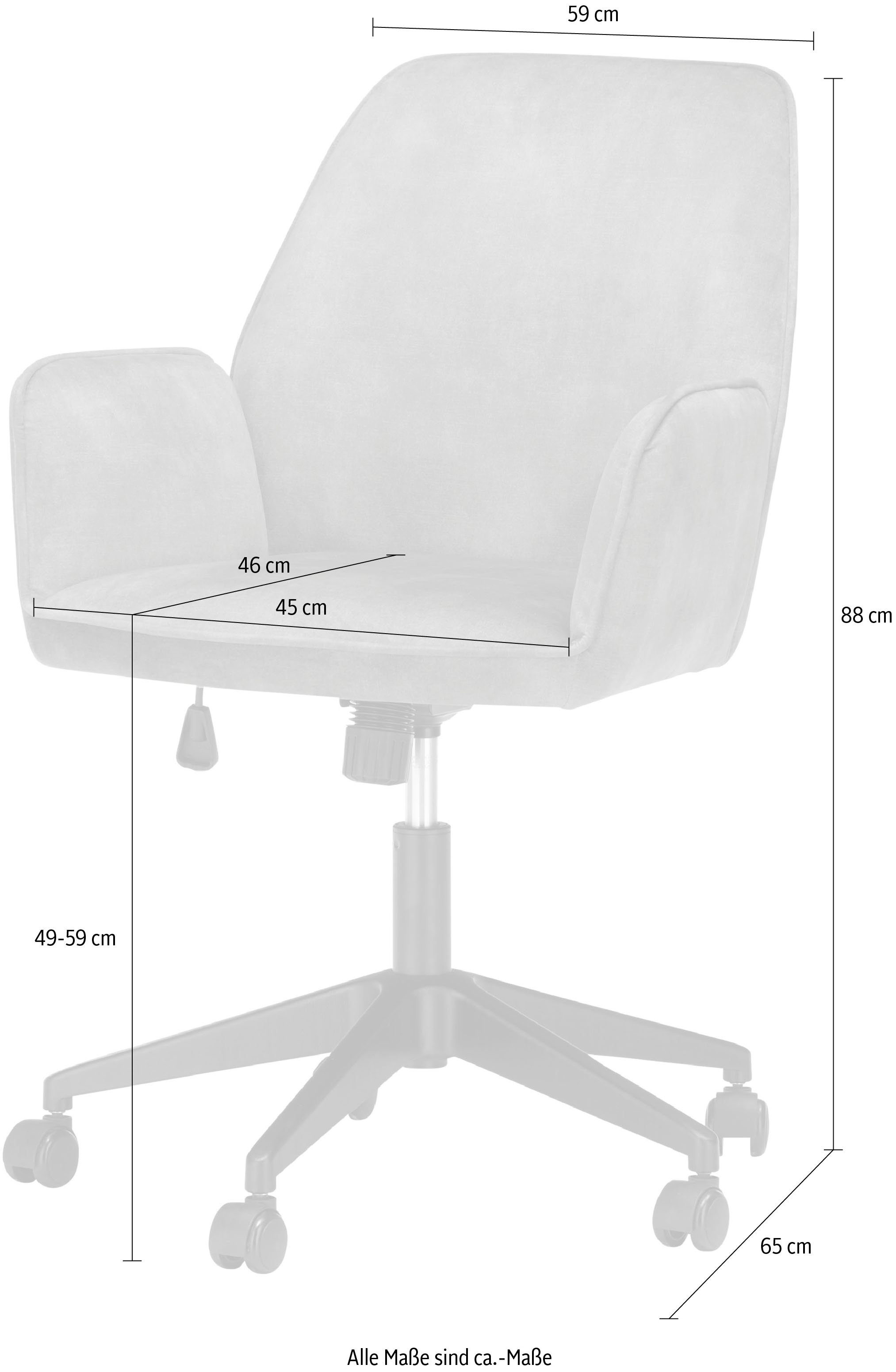 O-Ottawa, mit stufenlos Bürostuhl furniture verstellbar | MCA Komfortsitzhöhe Grau Grau Schreibtischstuhl Velvet,