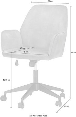 MCA furniture Schreibtischstuhl O-Ottawa, Velvet, Bürostuhl mit Komfortsitzhöhe stufenlos verstellbar