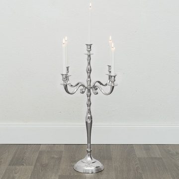 Aubaho Kerzenständer Kerzenhalter Kerzenständer 5-armig Aluminium silber Antik-Stil 78cm