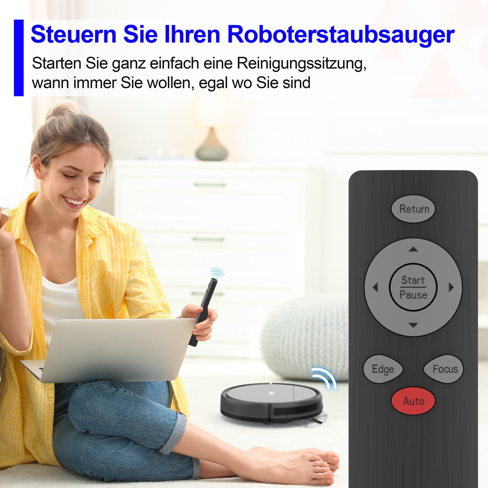 INSE Saugroboter E3 PLUS Intelligente Staubsaugerroboter, 18 W, beutellos, Fernbedienbar,Automatische Rückkehr zur Ladestation
