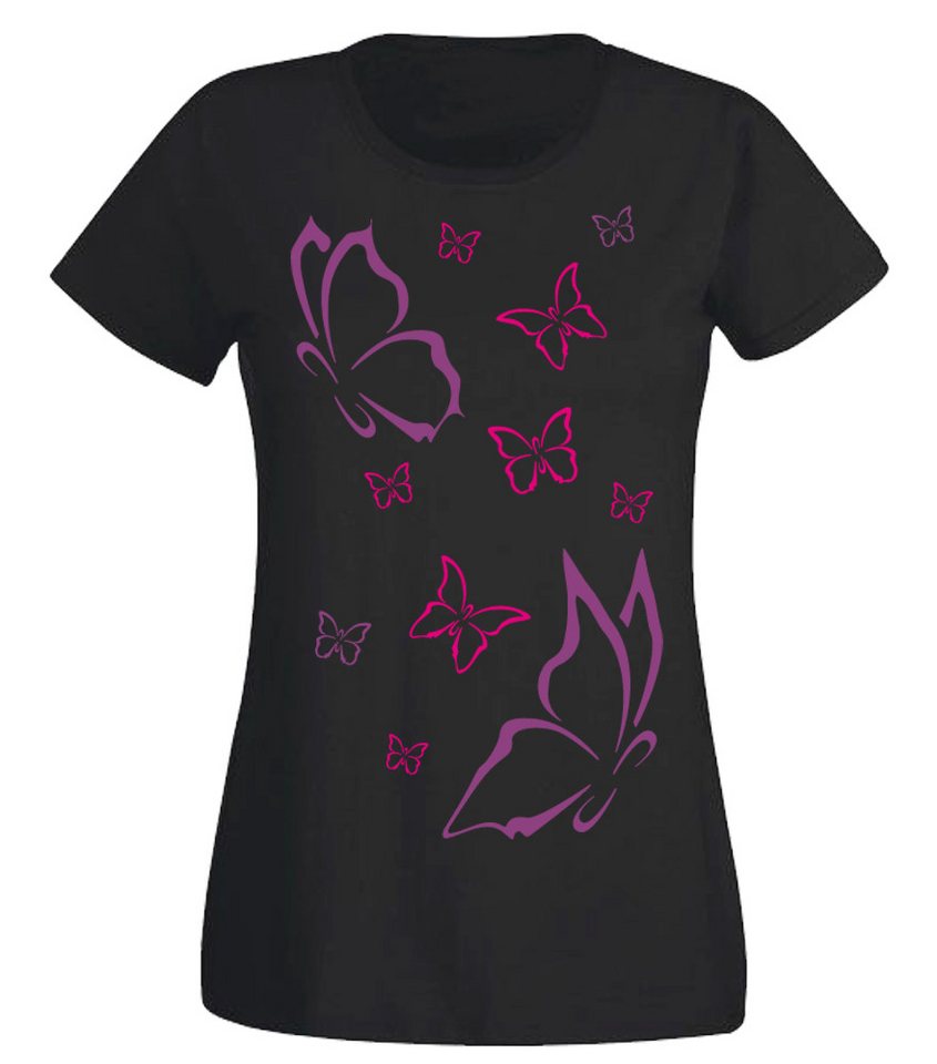 G-graphics T-Shirt Schmetterlinge Slim-fit Damen T-Shirt aus unserer Pink-Purple-Collection