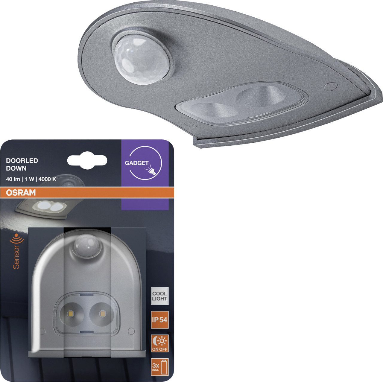 Osram Außen-Wandleuchte Osram LED-Außenleuchte Doorled Down mit Licht- &, Inkl. Leuchtmittel, Mit Bewegungsmelder nicht dimmbar