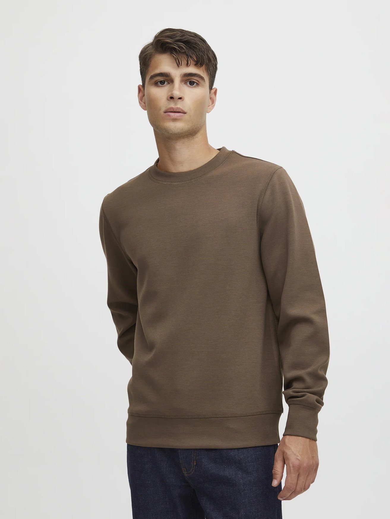 Braun Pullover Sweatshirt in Casual Basic CFSebastian Friday Langarm 5917 Rundhals