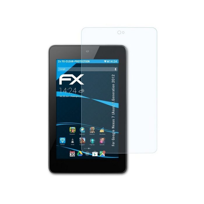 atFoliX Schutzfolie Displayschutz für Nexus 7 (Asus) 1.Generation 2012 (2 Folien) Ultraklar und hartbeschichtet