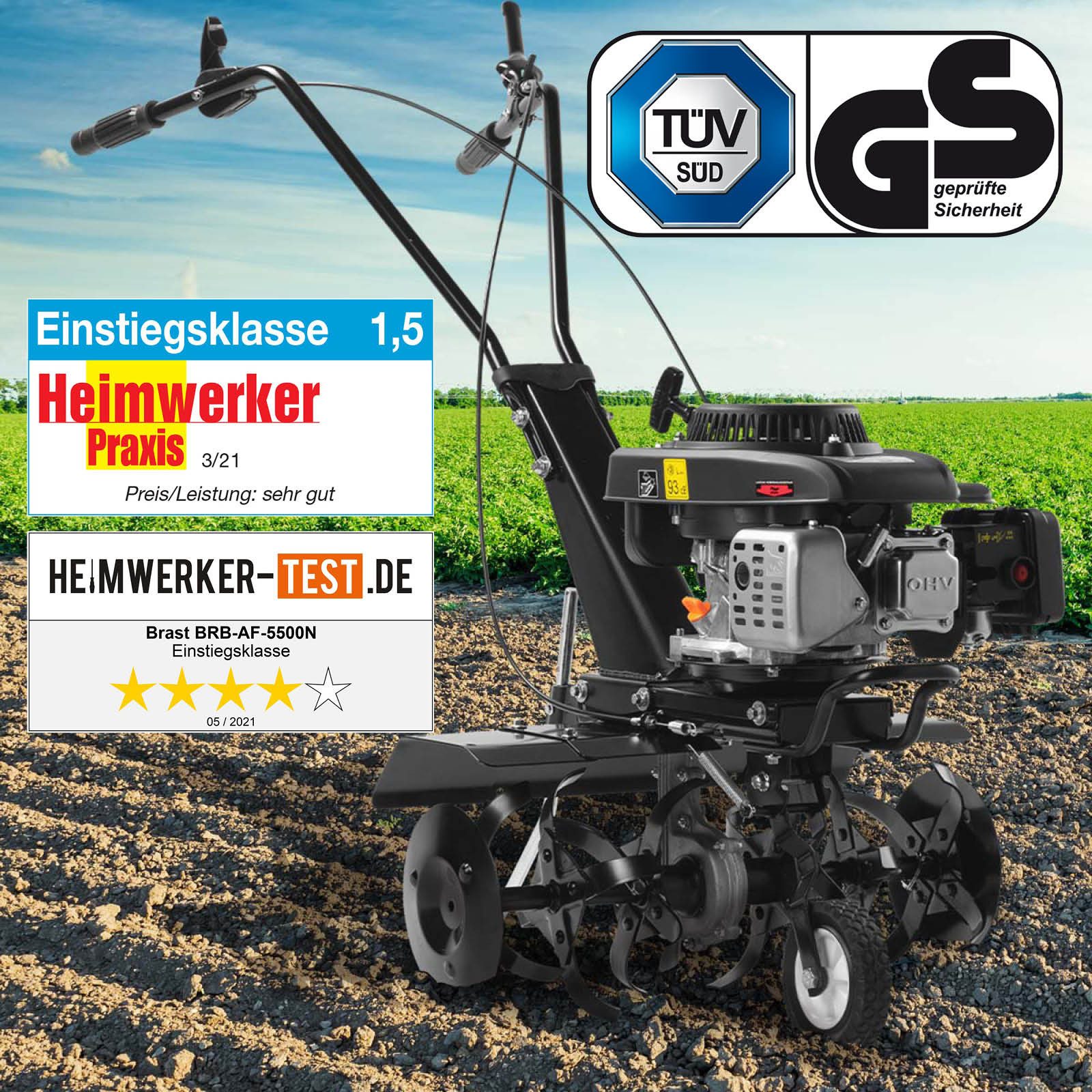 BRAST Benzinmotorhacke Ackerfräse 4,4kW (6PS) mit günstig online kaufen