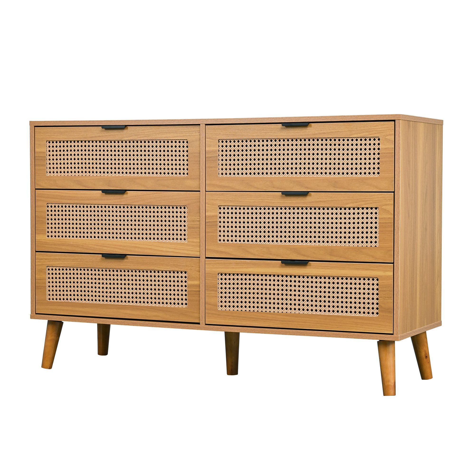 Tongtong Schubkastenkommode aus Holz, mit 6 Schubladen, kommode mit Metallgriffe mit viel Stauraum