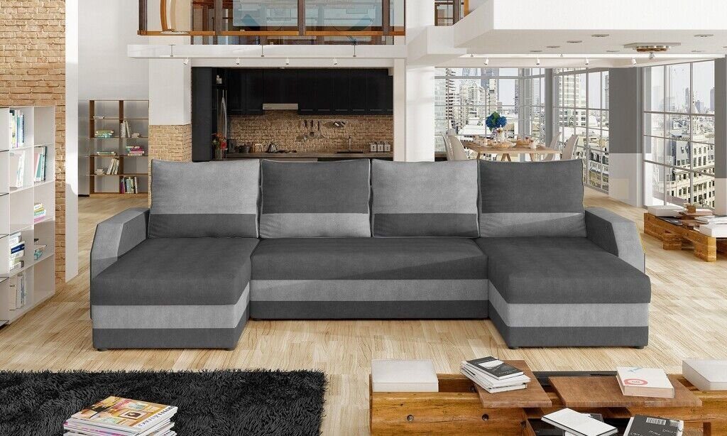 Textil Couch Sofa Made Eck U-Form Couch, JVmoebel Ecksofa Europe Design Ecksofa Stoff in Grau