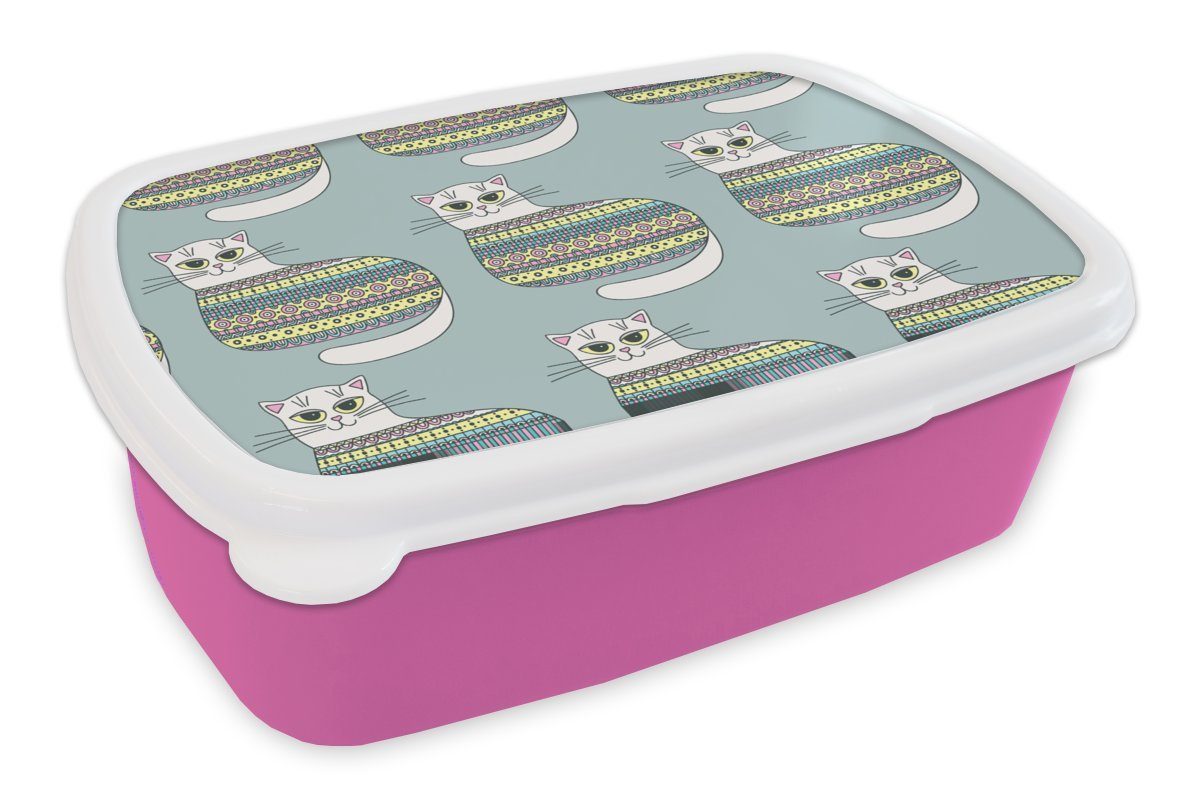 - Pullover - rosa Katzen Mädchen Erwachsene, Kinder, Mädchen Lunchbox Mädchen, MuchoWow (2-tlg), Brotdose Schnittmuster Kunststoff Kinder Brotbox -, Snackbox, - - Kunststoff, für -
