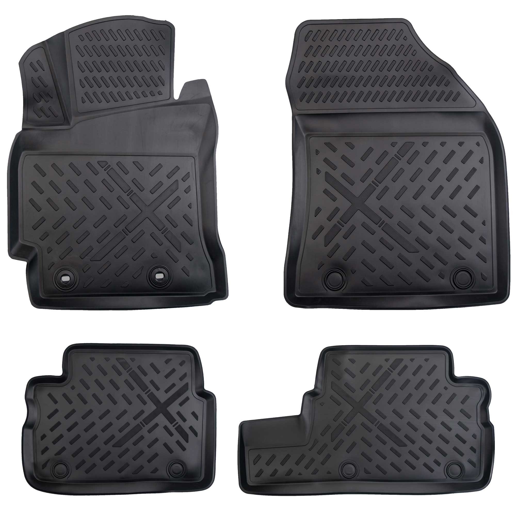 ELMASLINE Auto-Fußmatten Gummi (4 St), für TOYOTA AURIS 2 (2012-2019) -  E180 - 2. Generation - 3D Gummimatten mit extra hohem Rand für mehr Schutz  - Passend für Baujahre:, 2012 - 2019