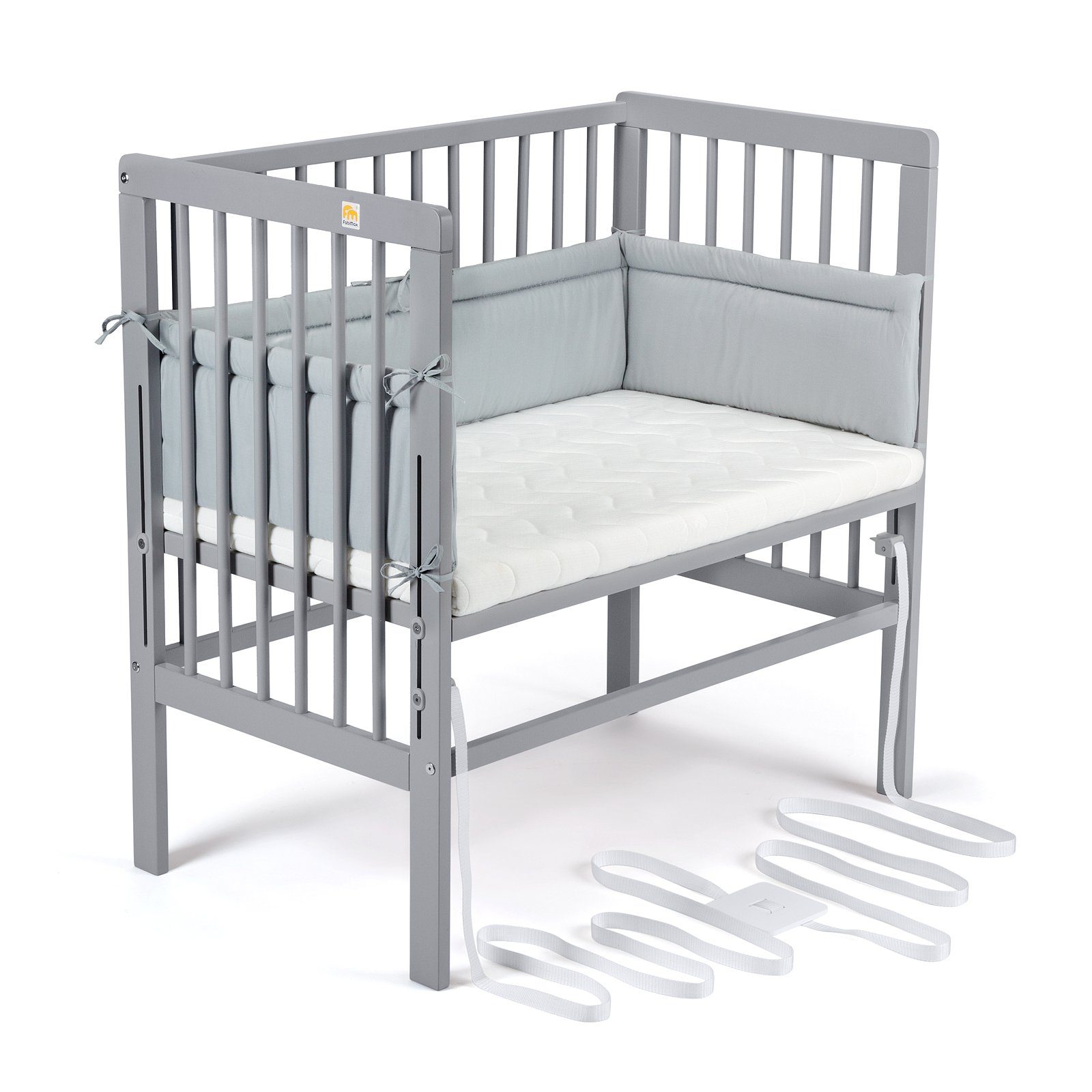 FabiMax Beistellbett Babybett Boxspring grau, 90 günstig online kaufen