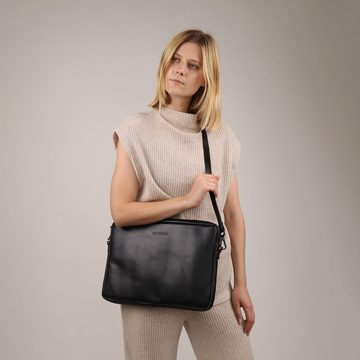 FEYNSINN Laptoptasche Leder Businesstasche Damen VANJA, Laptophülle 15 Zoll, Notebookhülle Echtleder Damen schwarz