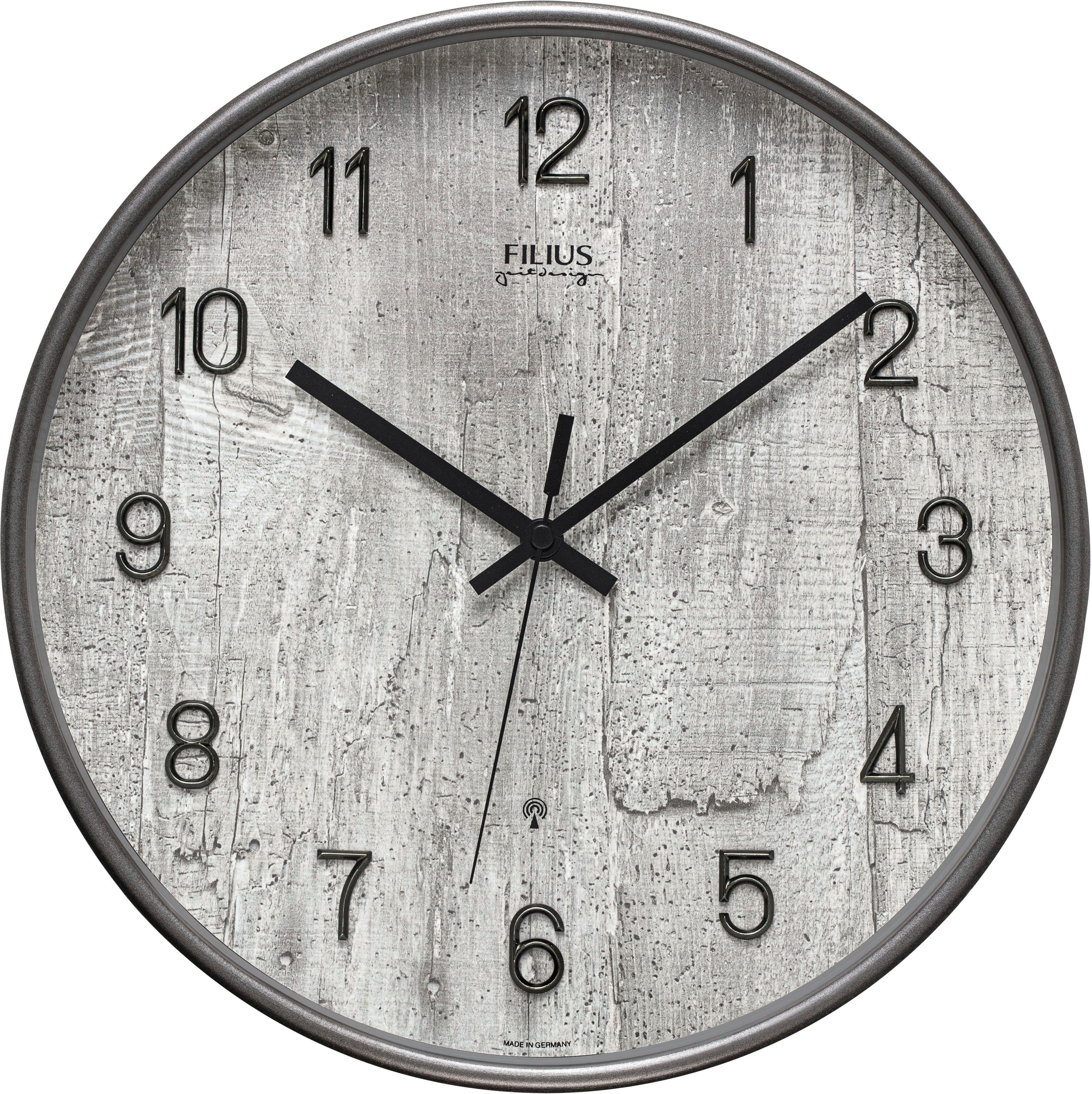 FILIUS zeitdesign Funkwanduhr 0306-4 (Made in Germany,Holz,Wohnzimmer,Esszimmer,Küche,Arbeitszimmer,Flur)