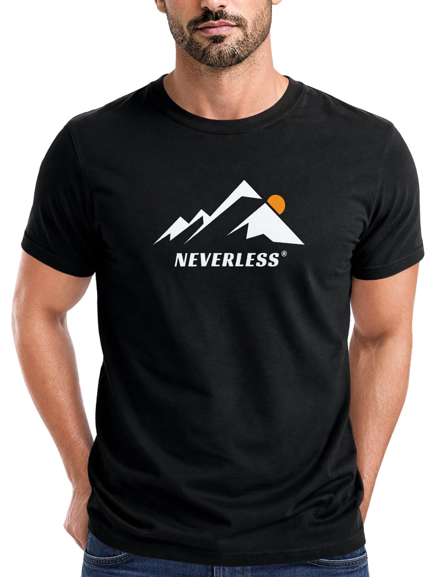 Print-Shirt Herren T-Shirt Bergmotiv Grafikprint Natur Berge Outdoor-Fashion