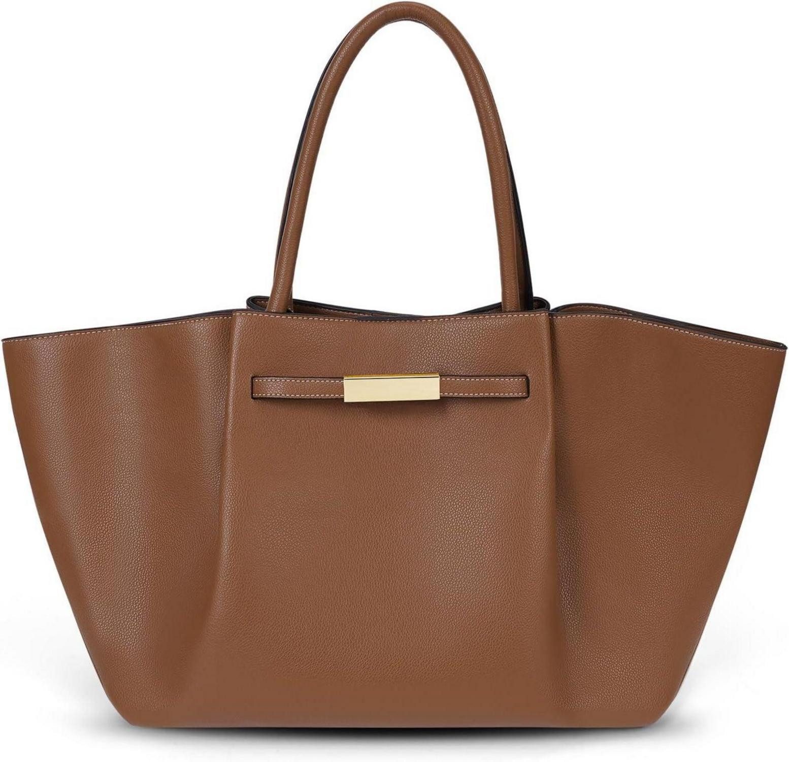 Shopper Tote Bag Damen Groß Braun Kunstleder Umhängetasche