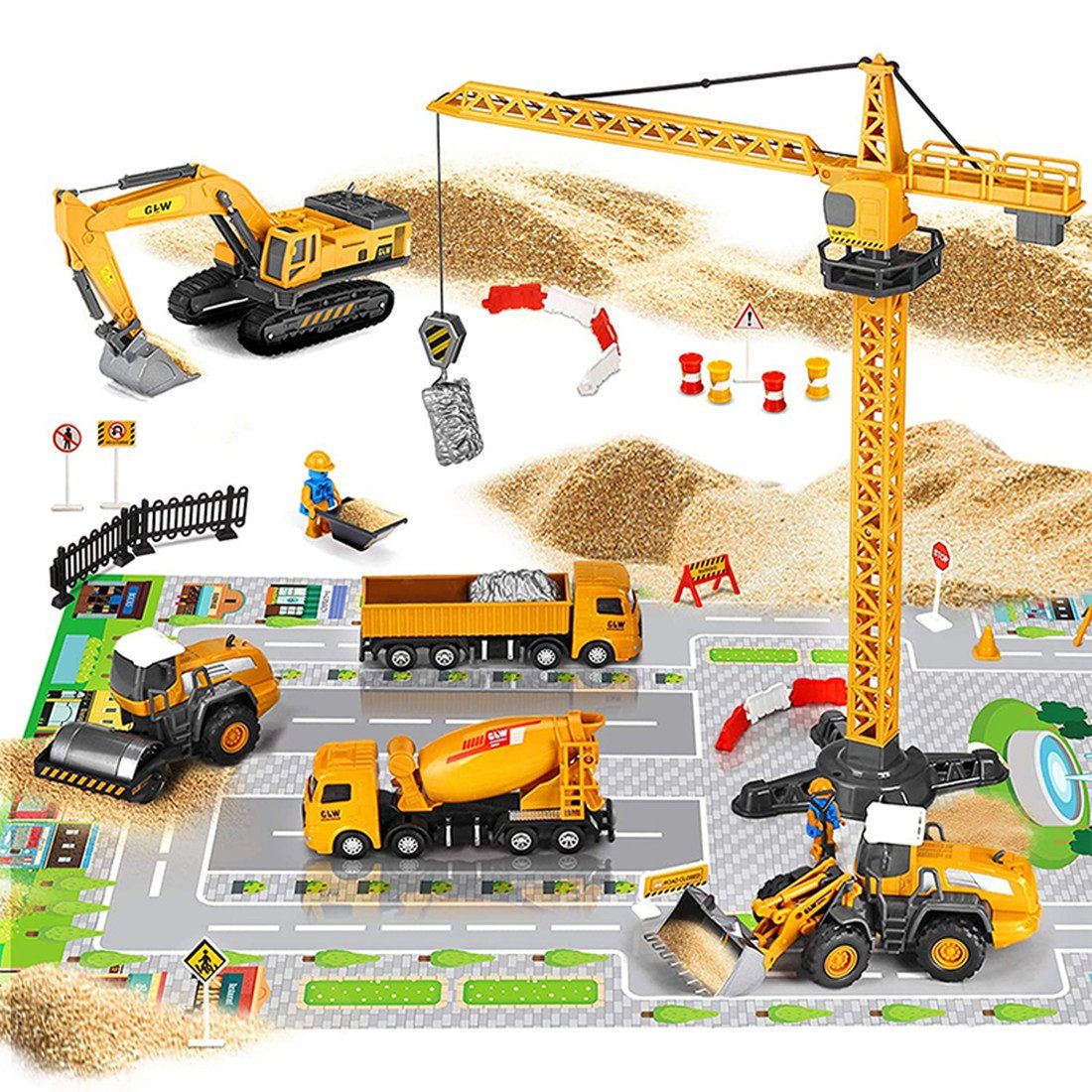Kunststoff Spielzeugauto Baufahrzeuge LKW Spielzeug für Kinder Lernen Geschenk 