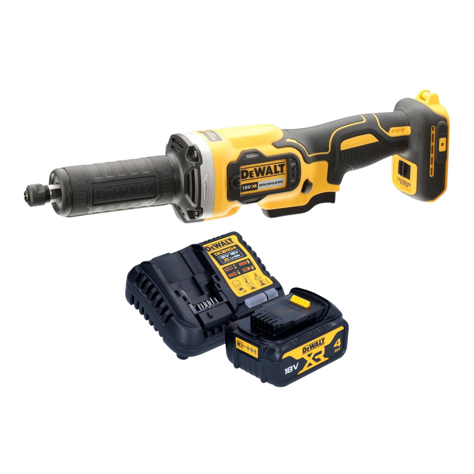 DeWalt Akku-Geradschleifer DCG 426 M1 18 V Brushless + 1x Akku 4,0 Ah + Ladegerät