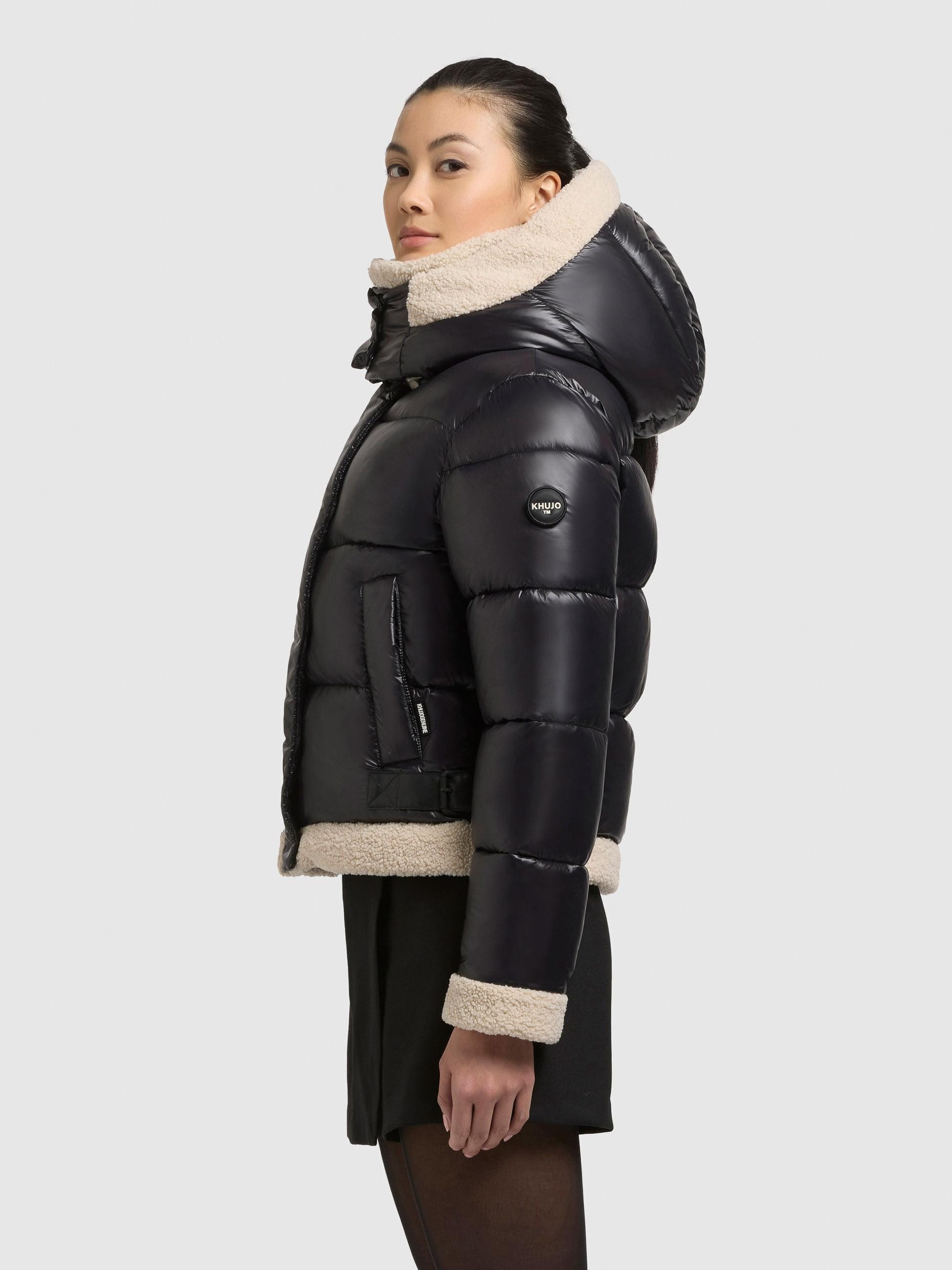 khujo Winterjacke Nessie2 Gefütterte Steppjacke mit Plüschdetails und Kapuze