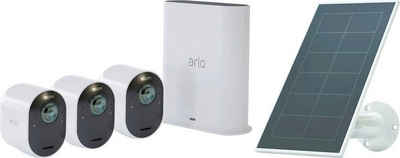 ARLO Ultra 2 Spotlight Kabelloses 4K-UHD-Überwachungssystem mit 3 Kamera Überwachungskamera (Außenbereich, 3-tlg)