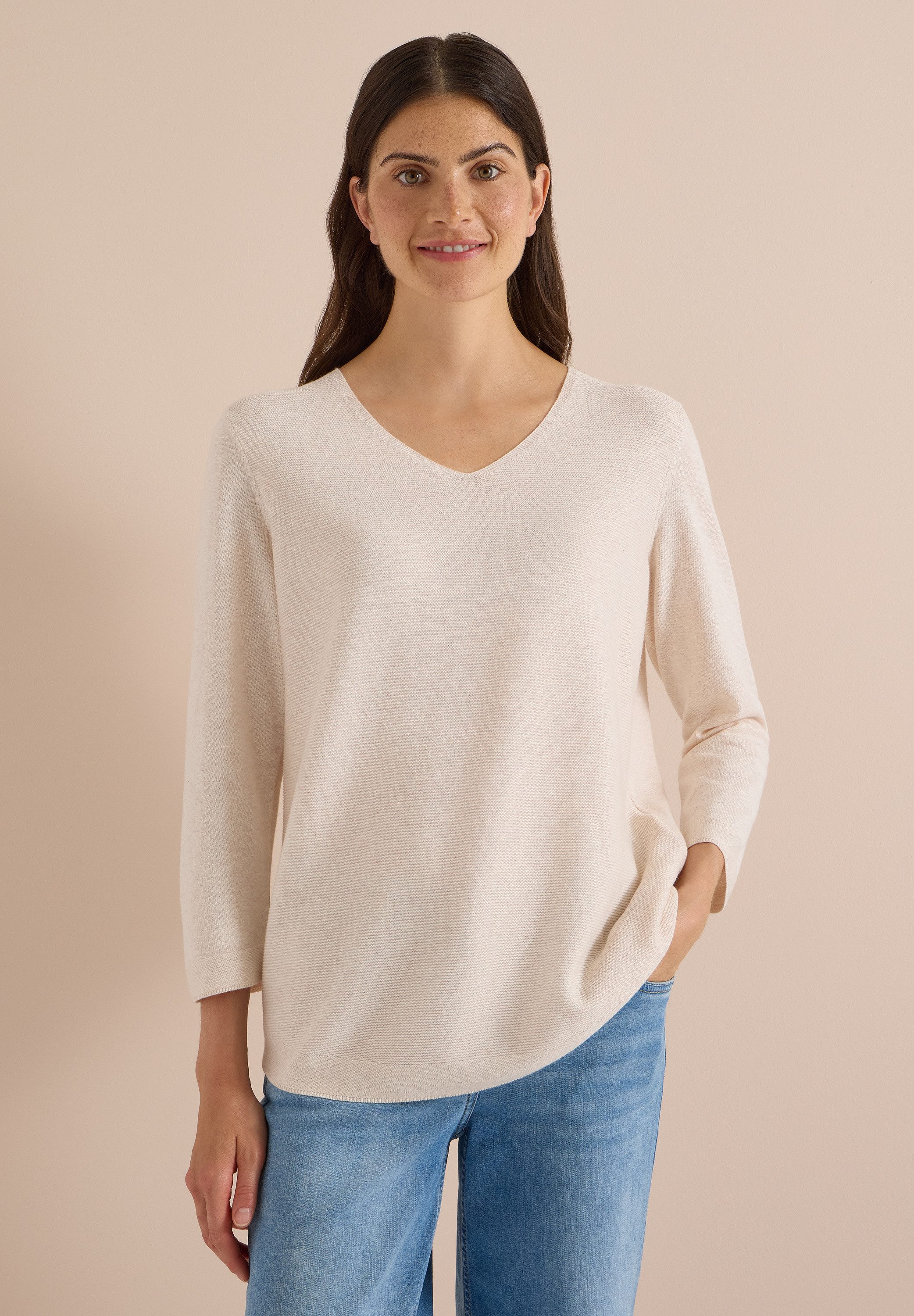 CECIL V-Ausschnitt-Pullover im soften Baumwoll-Mix