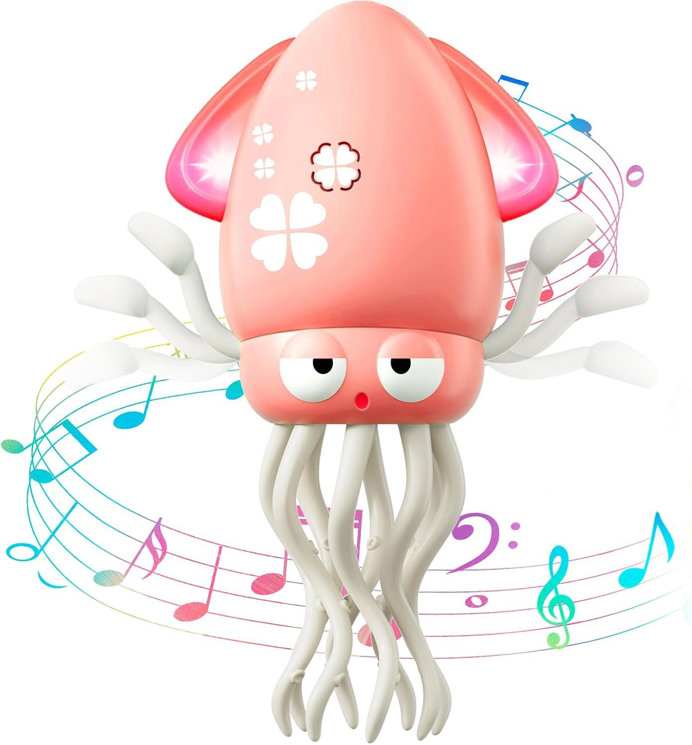 Futicare Lernspielzeug Oktopus-Spielzeug mit LED & Musik (Hindernisvermeidung, USB-C aufladbar, interaktives Krabbel- & Bewegungsspielzeug)